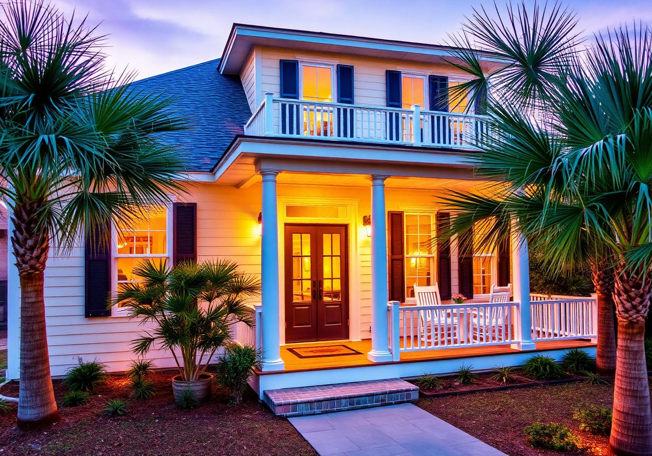 A Charleston-area Vacation Ventures short-term rental at golden hour